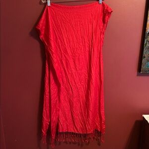 Elegant Red Fringe Scarf/Shawl
